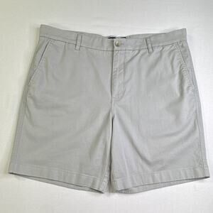 Chaps Men’s Stretch Chino Shorts Size 40 Gray Cotton Flat Front Casual
